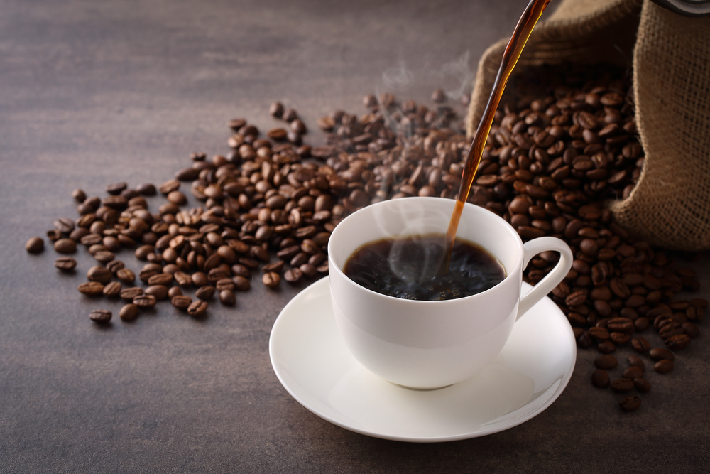 Brewing a cup of coffee.