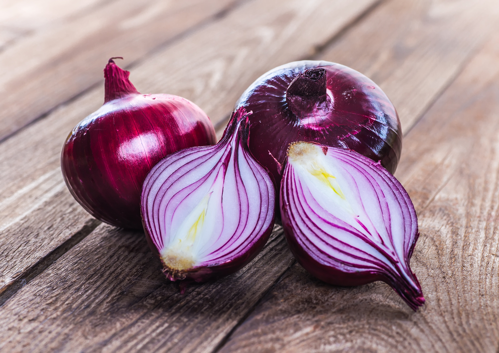 Onions cut in half.