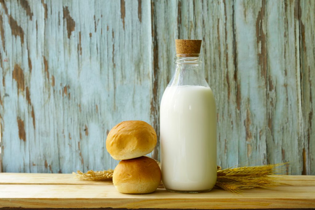 Organic milk in a bottle.