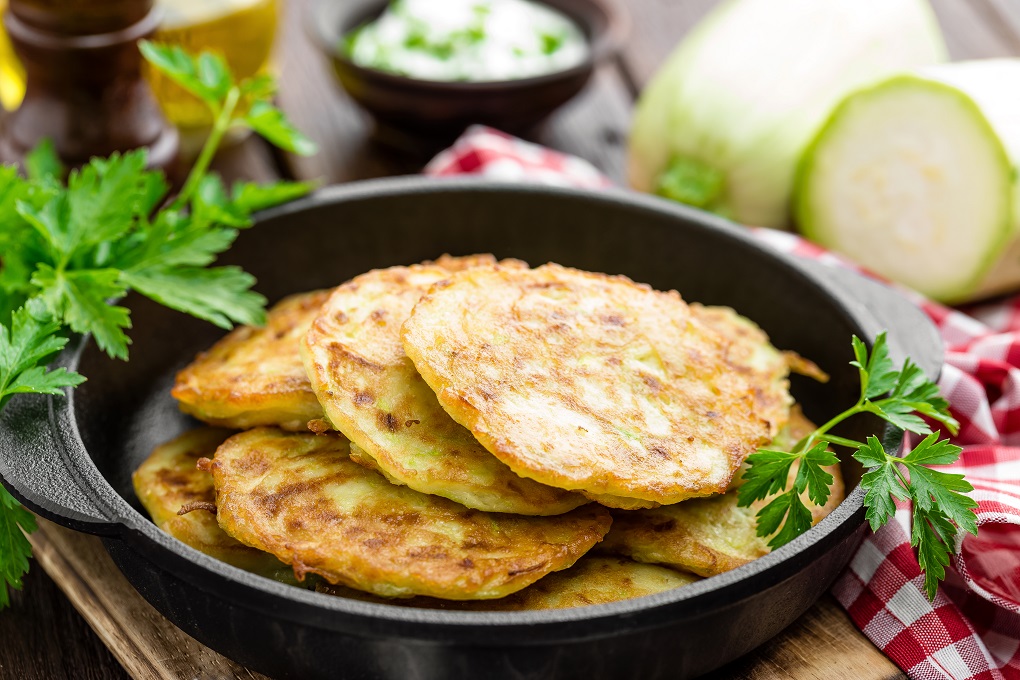 Zucchini fritters, vegetable pancakes