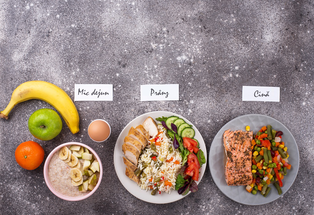 Healthy menu with breakfast lunch and dinner.