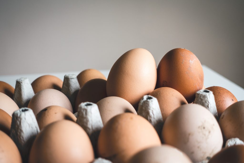 Eggs in egg carton.