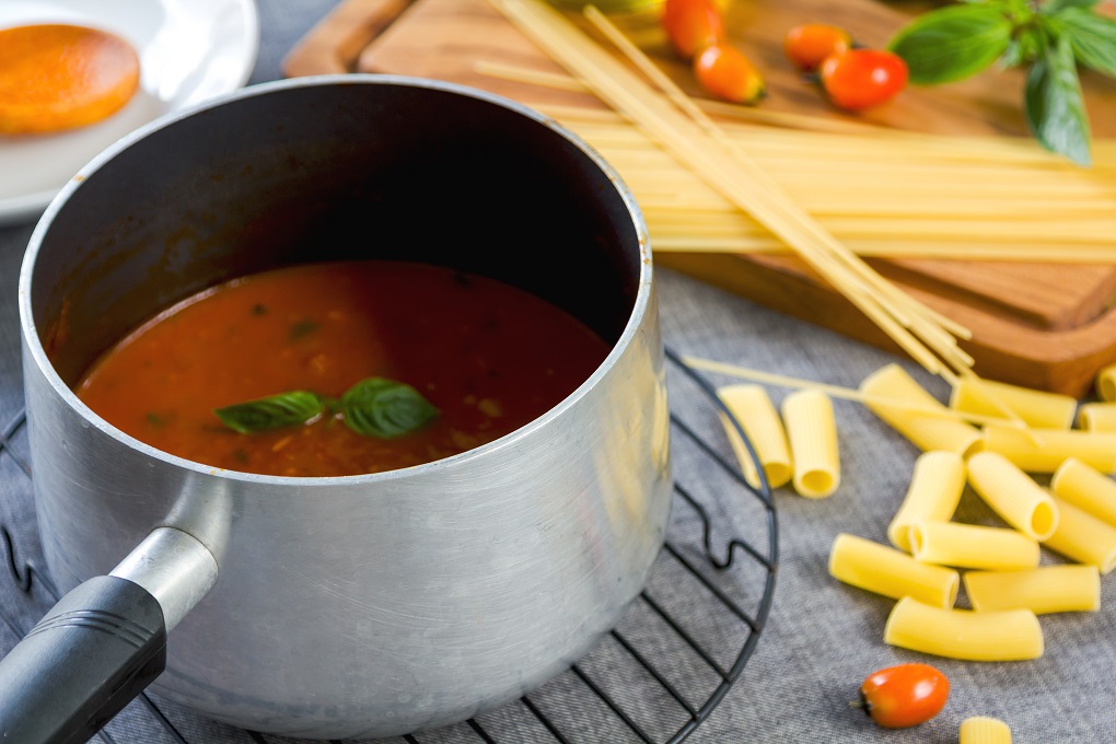 Homemade Tomato sauce for pasta in a sauce pan